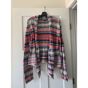 Woman’s Oakley Multicolored Stripped Open Drape Cardigan Sweater Size Large